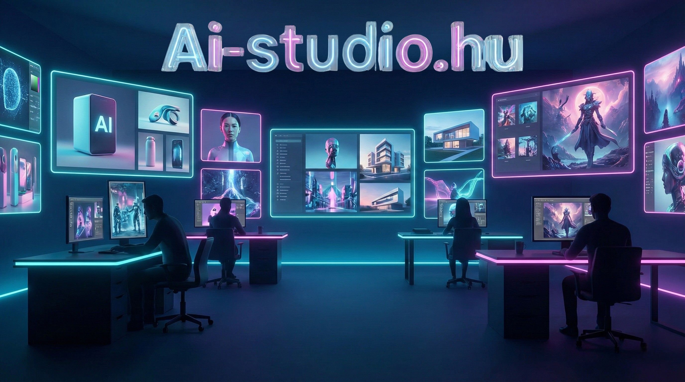 AI-készített kreatívok mozaikja – illusztráció